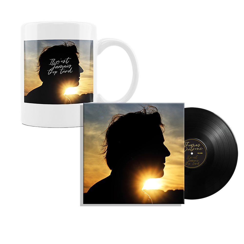 Pack Vinyle noir "Il n'est jamais trop tard" + Mug